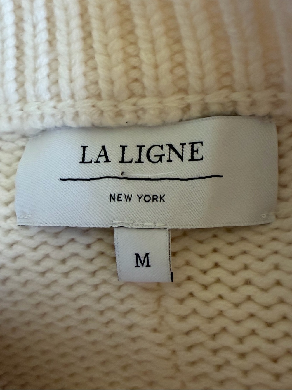 NWOT! La Ligne Solid Mini Marin Cream Wool Cashmere Sweater Size Medium - Picture 8 of 10